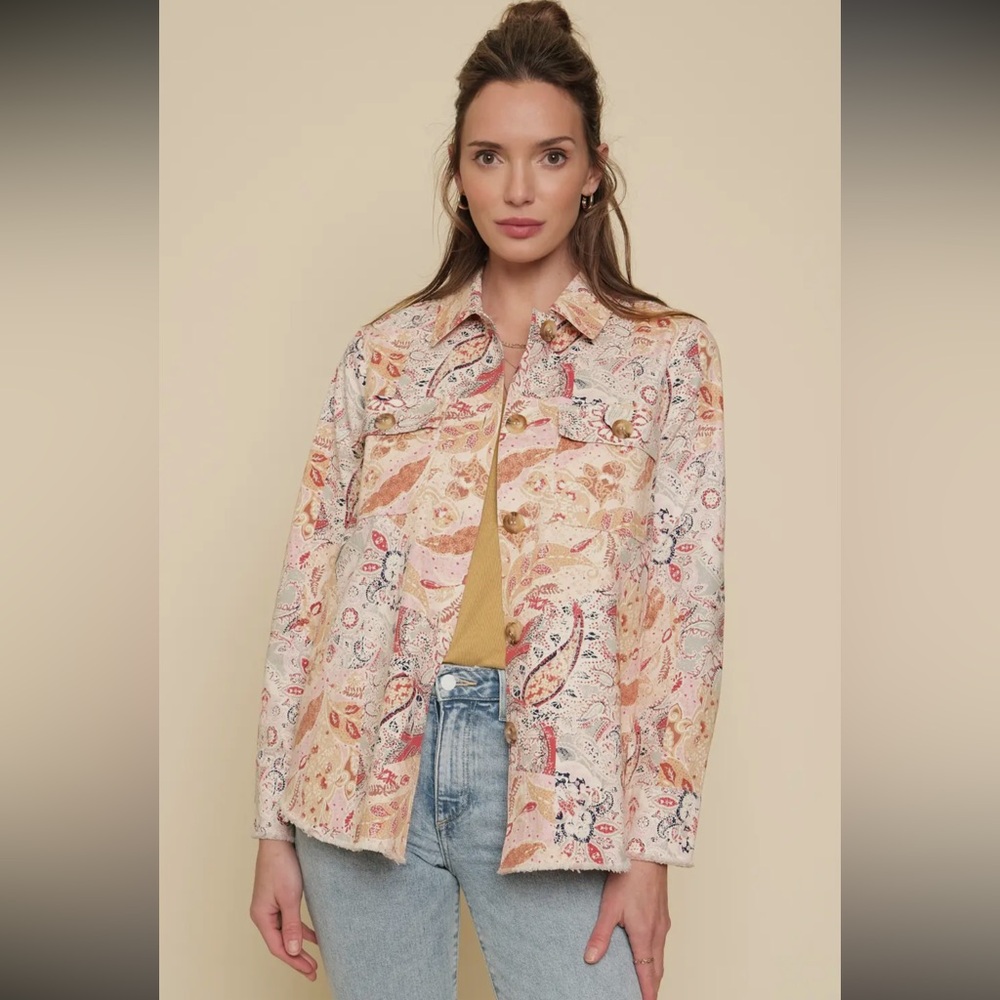 Mystree Floral Multi Color Print Shacket/blouse NEW Sz Large